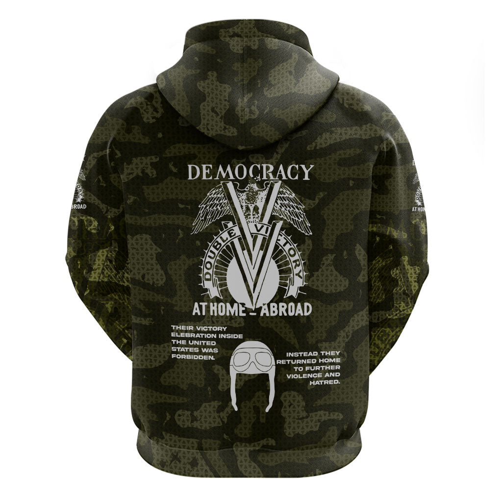 Double V Campaign American History 1942 Zip Hoodie Military Camouflage Tuskegee Airmen World War II