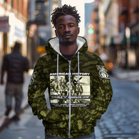Double V Campaign American History 1942 Zip Hoodie Military Camouflage Tuskegee Airmen World War II