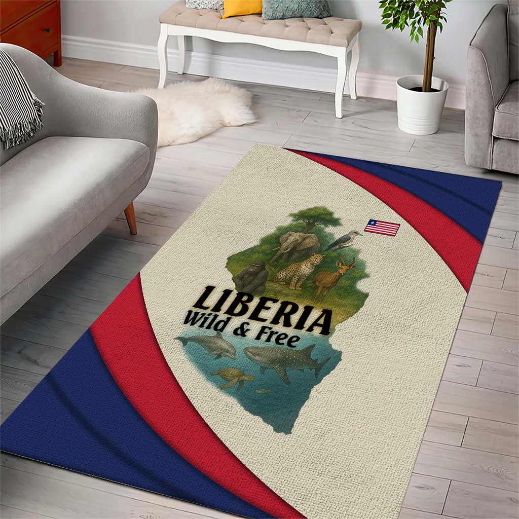 Liberia Wildlife Area Rug with African Safari and Ocean Marine Life Design