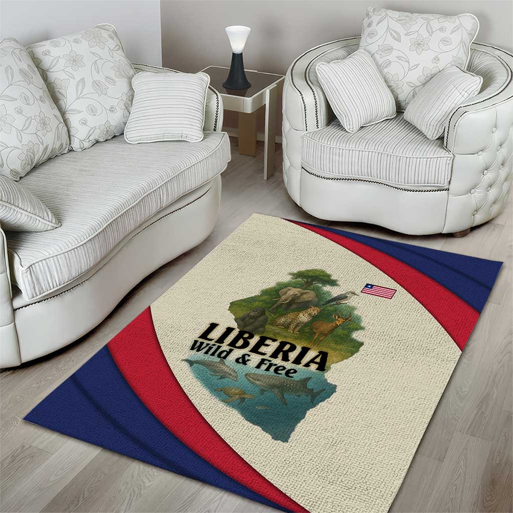 Liberia Wildlife Area Rug with African Safari and Ocean Marine Life Design