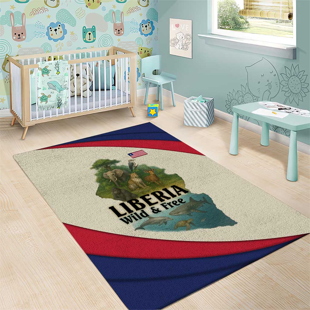 Liberia Wildlife Area Rug with African Safari and Ocean Marine Life Design