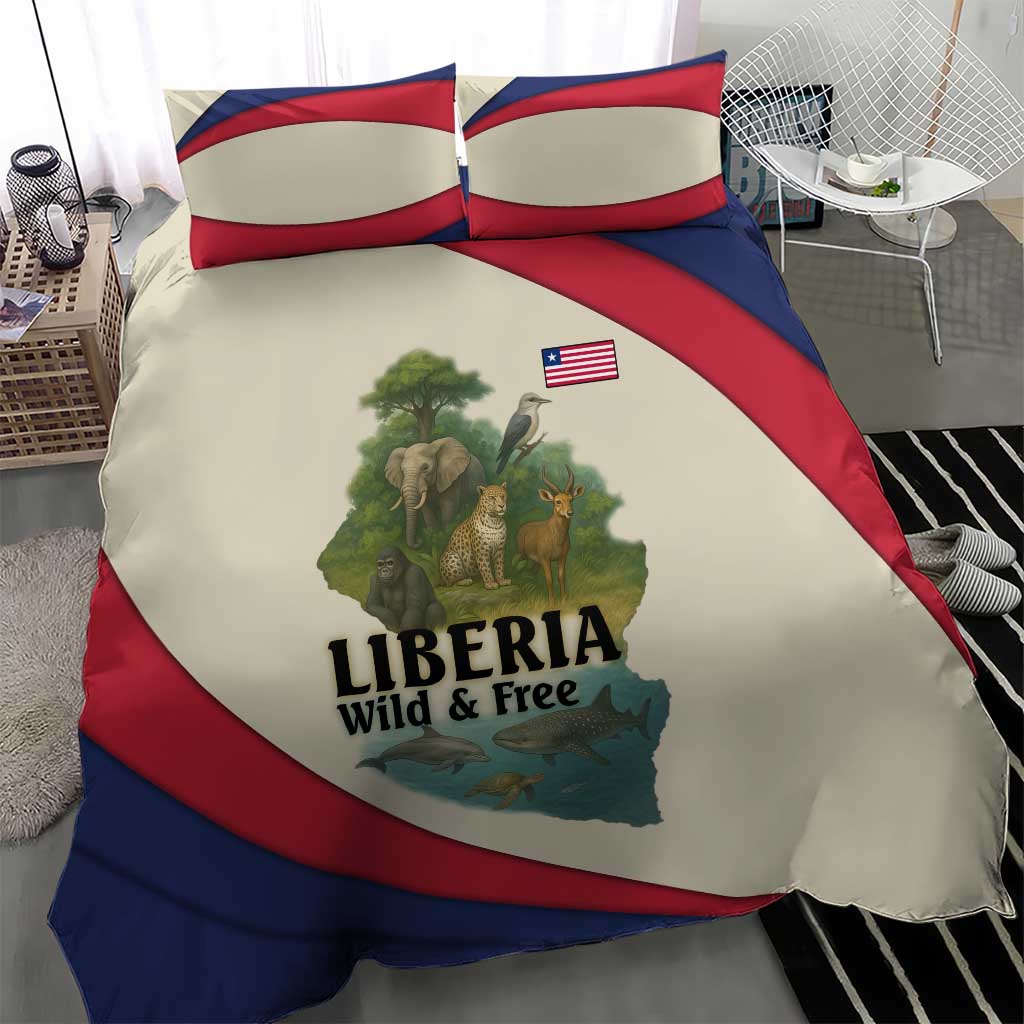 Liberia Wildlife Bedding Set with African Safari and Ocean Marine Life Design