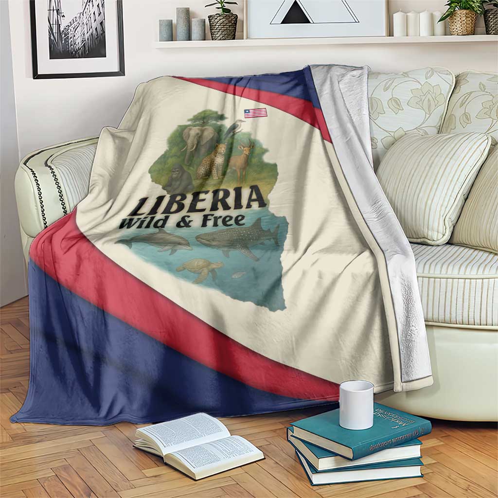 Liberia Wildlife Blanket with African Safari and Ocean Marine Life Design