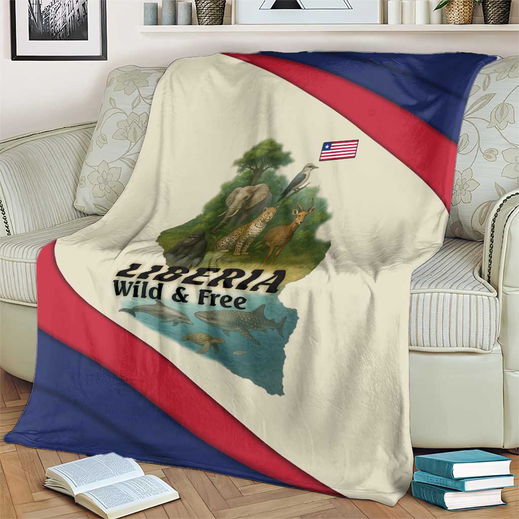 Liberia Wildlife Blanket with African Safari and Ocean Marine Life Design