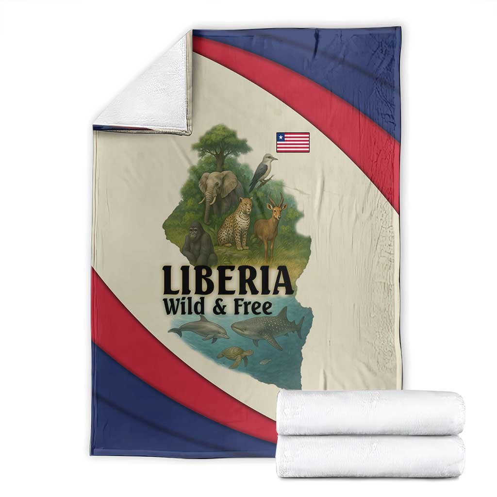 Liberia Wildlife Blanket with African Safari and Ocean Marine Life Design