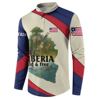 Liberia Wildlife Button Sweatshirt with African Safari and Ocean Marine Life Design