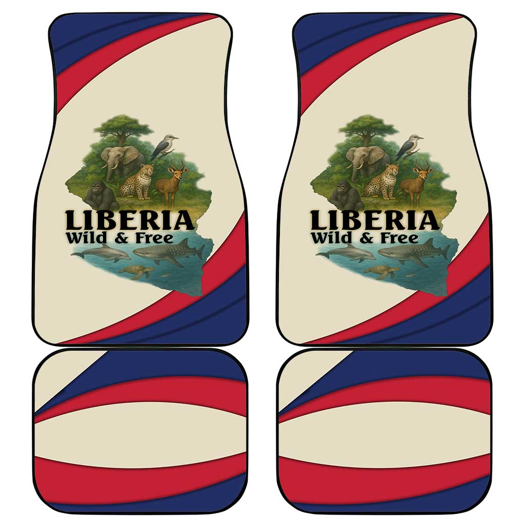 Liberia Wildlife Car Mats with African Safari and Ocean Marine Life Design