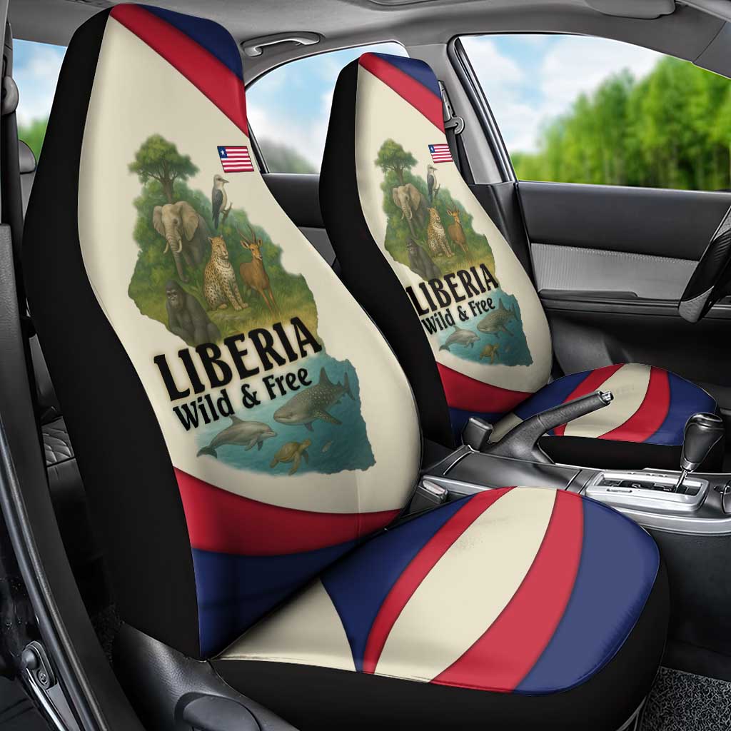 Liberia Wildlife Car Seat Cover with African Safari and Ocean Marine Life Design