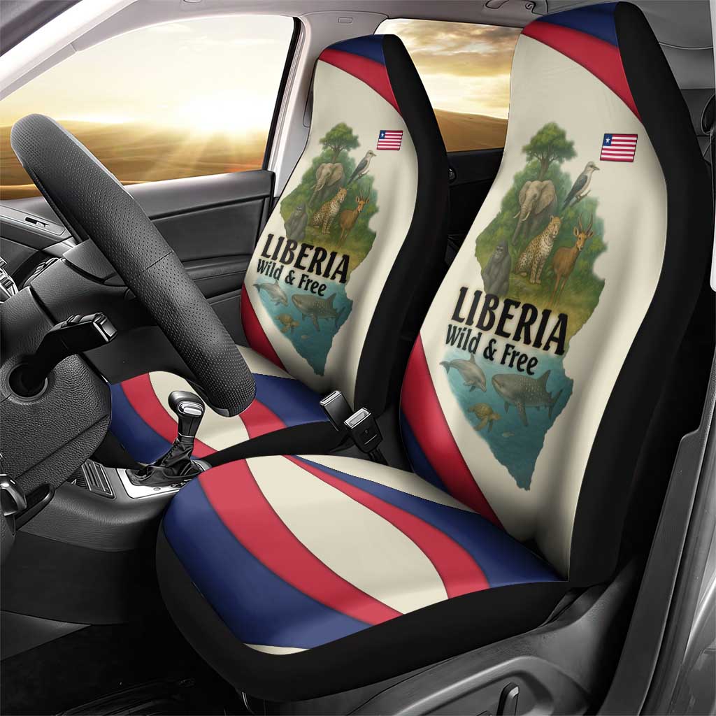 Liberia Wildlife Car Seat Cover with African Safari and Ocean Marine Life Design