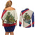 Liberia Wildlife Couples Matching Off Shoulder Short Dress and Long Sleeve Button Shirt with African Safari and Ocean Marine Life Design