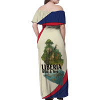 Liberia Wildlife Family Matching Off Shoulder Maxi Dress and Hawaiian Shirt with African Safari and Ocean Marine Life Design