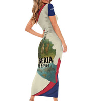 Liberia Wildlife Family Matching Short Sleeve Bodycon Dress and Hawaiian Shirt with African Safari and Ocean Marine Life Design