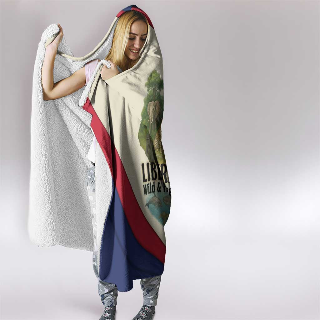 Liberia Wildlife Hooded Blanket with African Safari and Ocean Marine Life Design