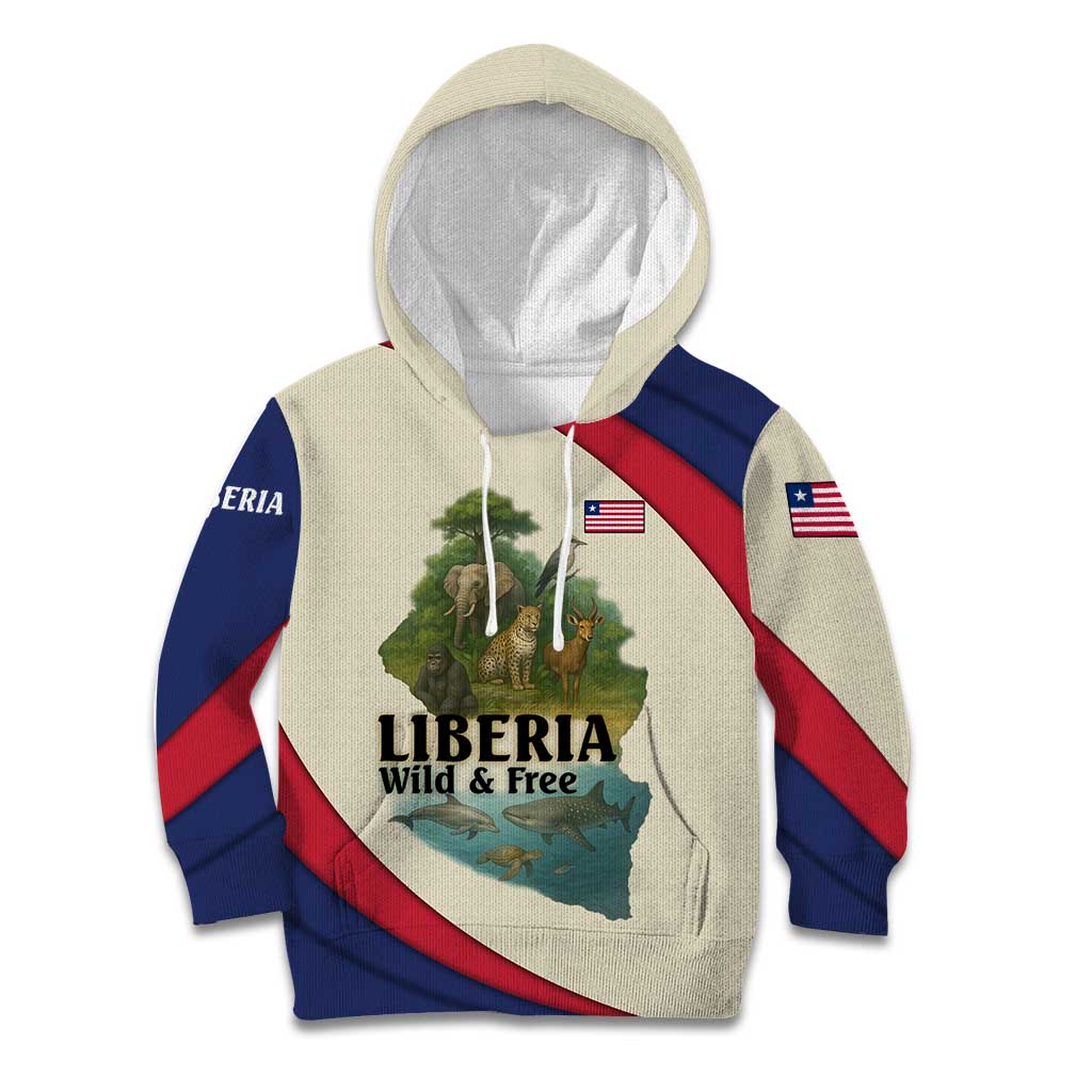 Liberia Wildlife Kid Hoodie with African Safari and Ocean Marine Life Design