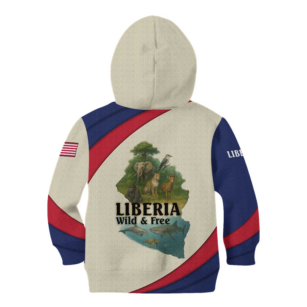 Liberia Wildlife Kid Hoodie with African Safari and Ocean Marine Life Design