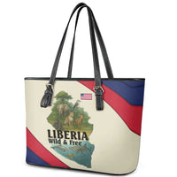 Liberia Wildlife Leather Tote Bag with African Safari and Ocean Marine Life Design