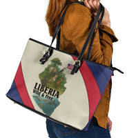 Liberia Wildlife Leather Tote Bag with African Safari and Ocean Marine Life Design