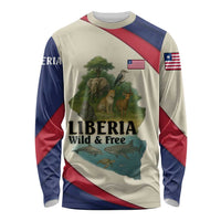 Liberia Wildlife Long Sleeve Shirt with African Safari and Ocean Marine Life Design