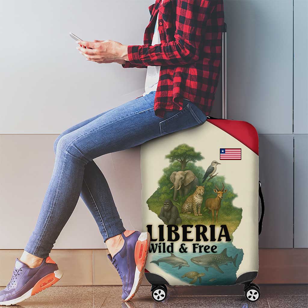 Liberia Wildlife Luggage Cover with African Safari and Ocean Marine Life Design