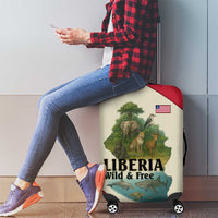 Liberia Wildlife Luggage Cover with African Safari and Ocean Marine Life Design