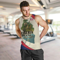 Liberia Wildlife Men Tank Top with African Safari and Ocean Marine Life Design
