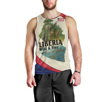 Liberia Wildlife Men Tank Top with African Safari and Ocean Marine Life Design