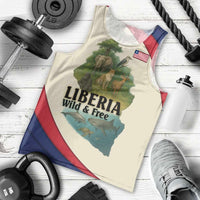 Liberia Wildlife Men Tank Top with African Safari and Ocean Marine Life Design