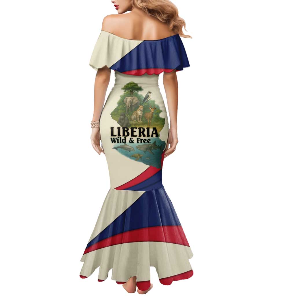 Liberia Wildlife Mermaid Dress with African Safari and Ocean Marine Life Design