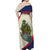 Liberia Wildlife Off Shoulder Maxi Dress with African Safari and Ocean Marine Life Design