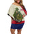 Liberia Wildlife Off Shoulder Short Dress with African Safari and Ocean Marine Life Design