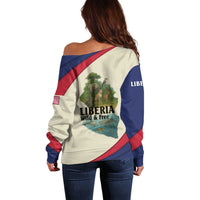 Liberia Wildlife Off Shoulder Sweater with African Safari and Ocean Marine Life Design