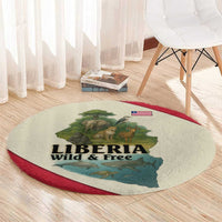 Liberia Wildlife Round Carpet with African Safari and Ocean Marine Life Design