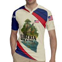 Liberia Wildlife Rugby Jersey with African Safari and Ocean Marine Life Design