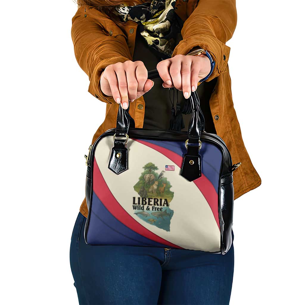 Liberia Wildlife Shoulder Handbag with African Safari and Ocean Marine Life Design