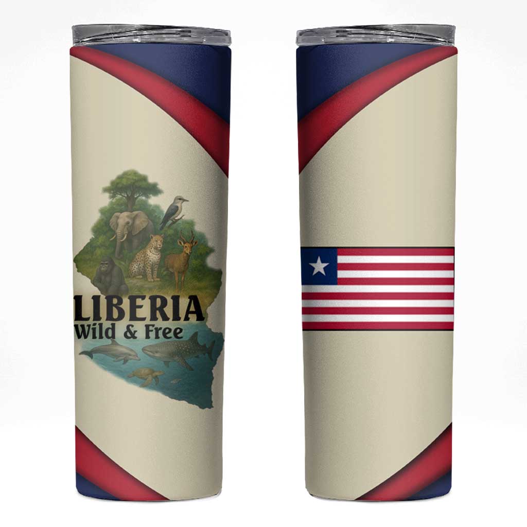 Liberia Wildlife Skinny Tumbler with African Safari and Ocean Marine Life Design