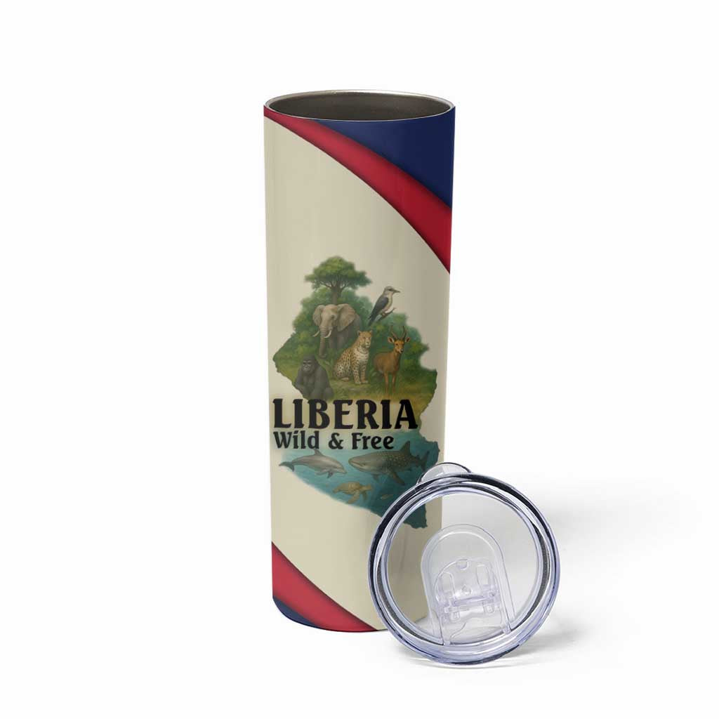 Liberia Wildlife Skinny Tumbler with African Safari and Ocean Marine Life Design