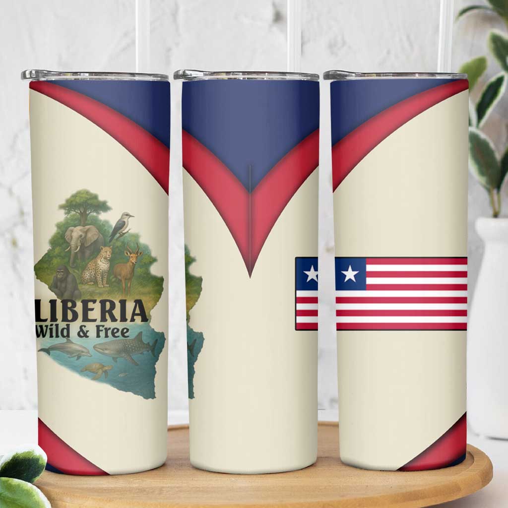 Liberia Wildlife Skinny Tumbler with African Safari and Ocean Marine Life Design