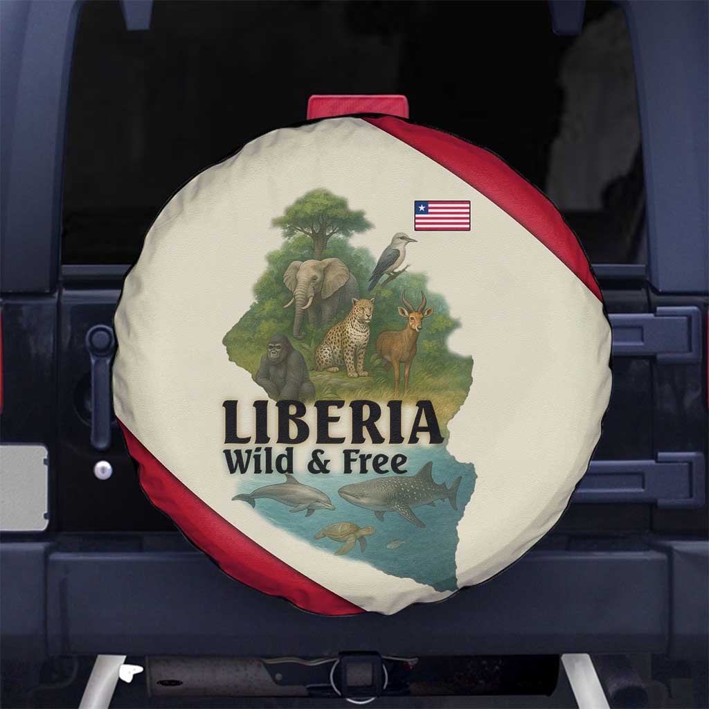 Liberia Wildlife Spare Tire Cover with African Safari and Ocean Marine Life Design