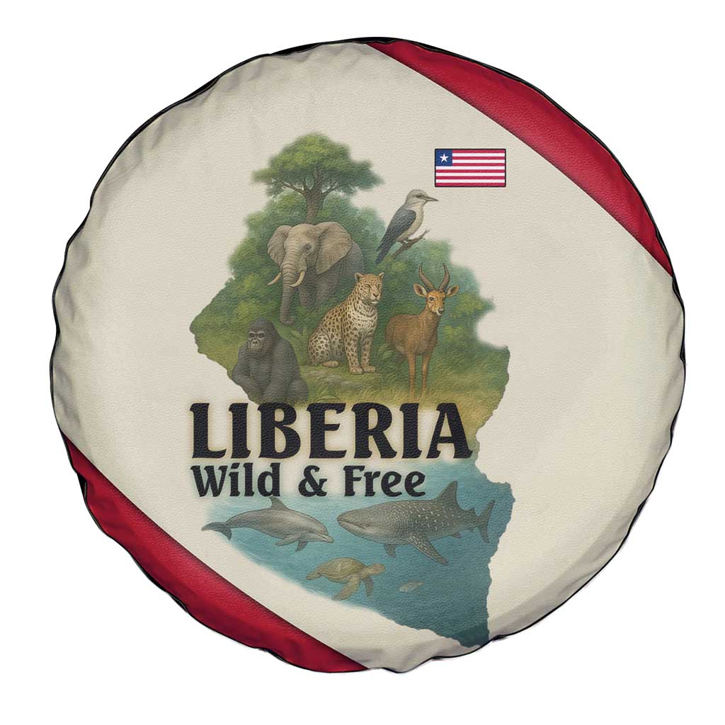 Liberia Wildlife Spare Tire Cover with African Safari and Ocean Marine Life Design