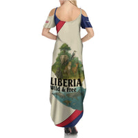 Liberia Wildlife Summer Maxi Dress with African Safari and Ocean Marine Life Design