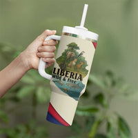 Liberia Wildlife Tumbler With Handle with African Safari and Ocean Marine Life Design