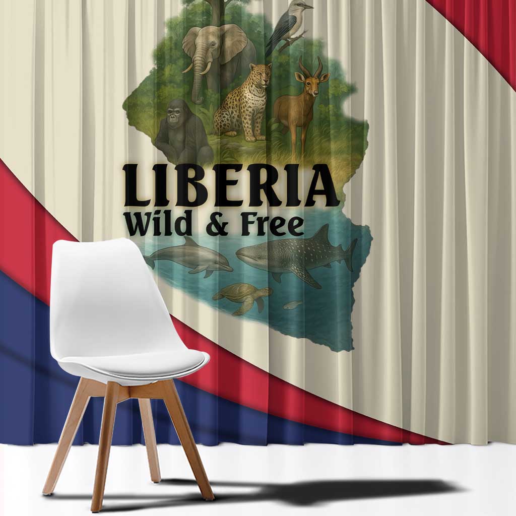 Liberia Wildlife Window Curtain with African Safari and Ocean Marine Life Design