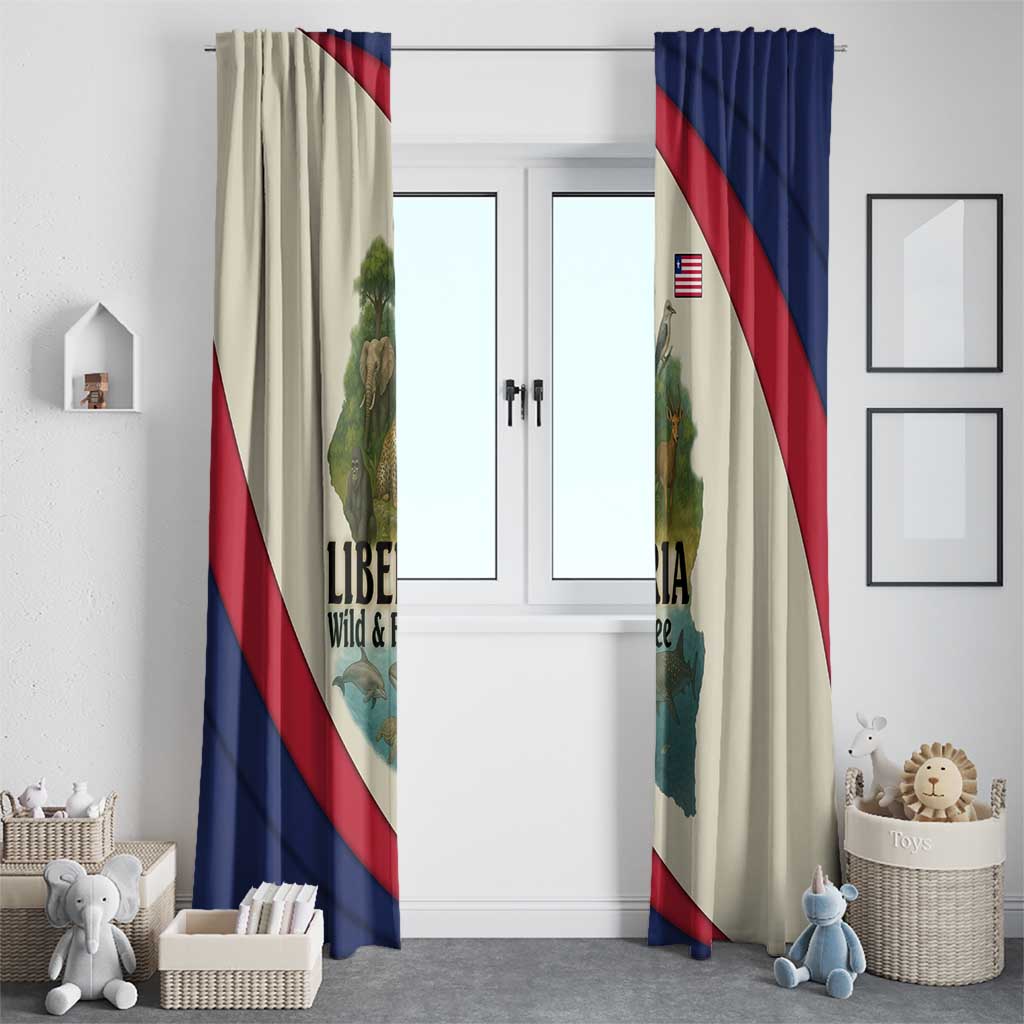 Liberia Wildlife Window Curtain with African Safari and Ocean Marine Life Design