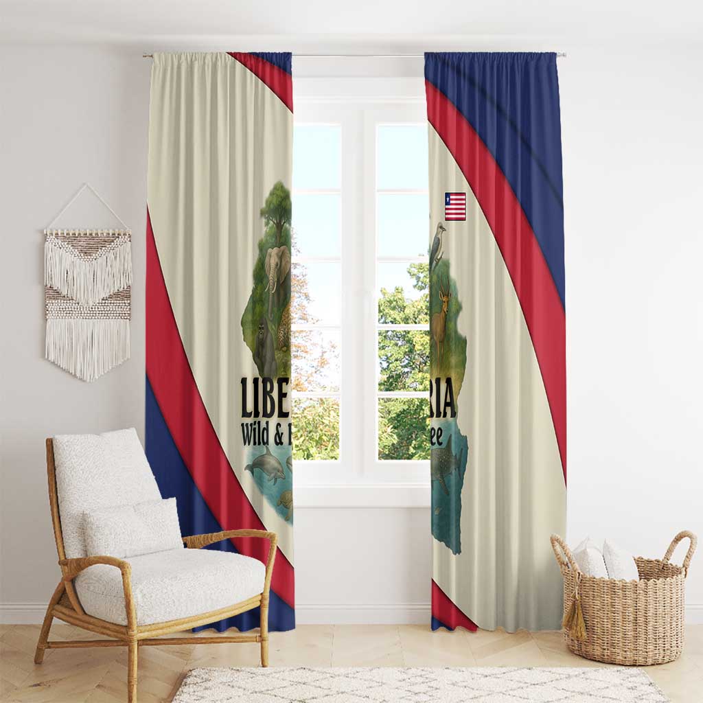 Liberia Wildlife Window Curtain with African Safari and Ocean Marine Life Design