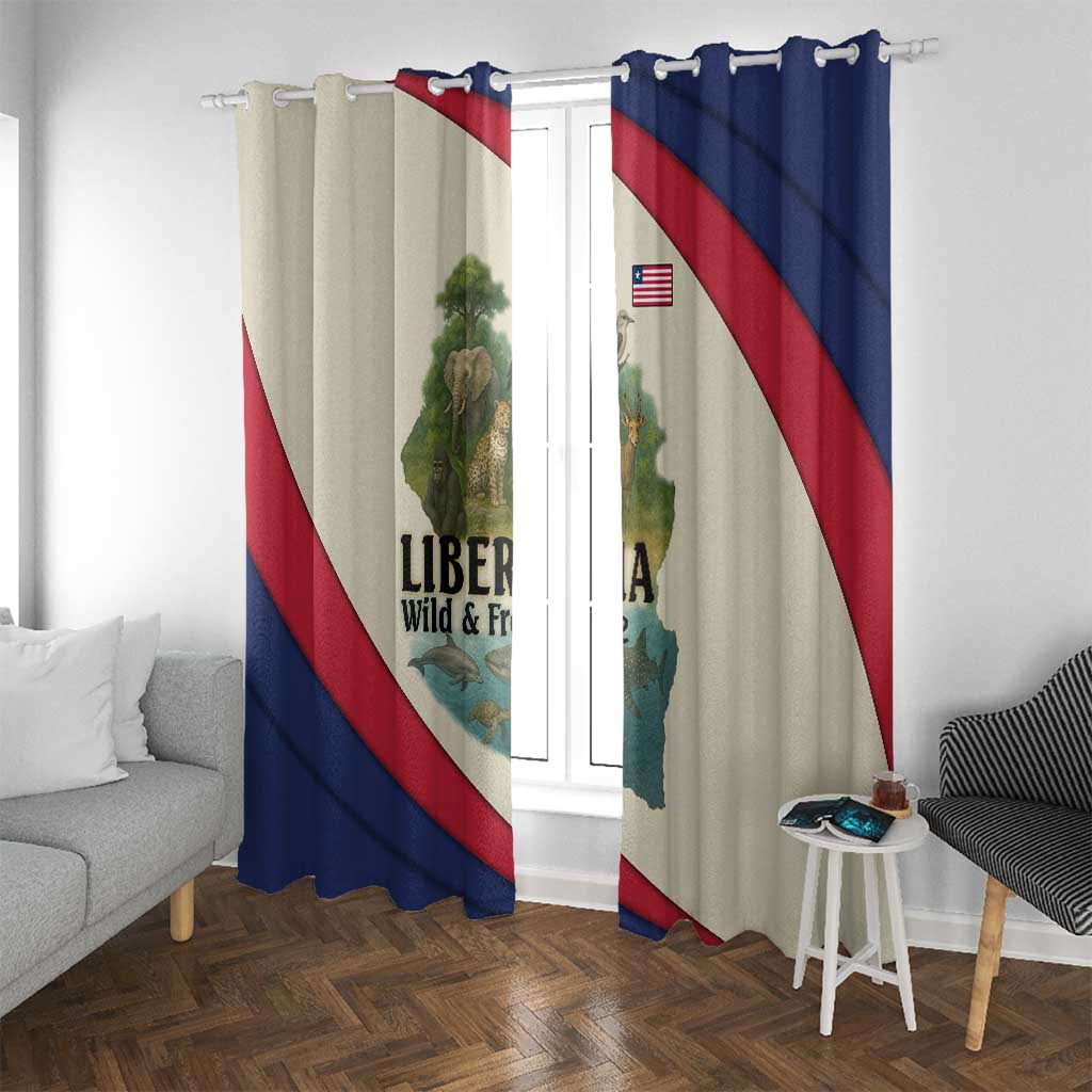Liberia Wildlife Window Curtain with African Safari and Ocean Marine Life Design