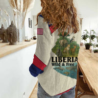 Liberia Wildlife Women Casual Shirt with African Safari and Ocean Marine Life Design