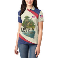 Liberia Wildlife Women Polo Shirt with African Safari and Ocean Marine Life Design