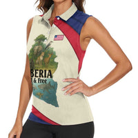 Liberia Wildlife Women Sleeveless Polo Shirt with African Safari and Ocean Marine Life Design