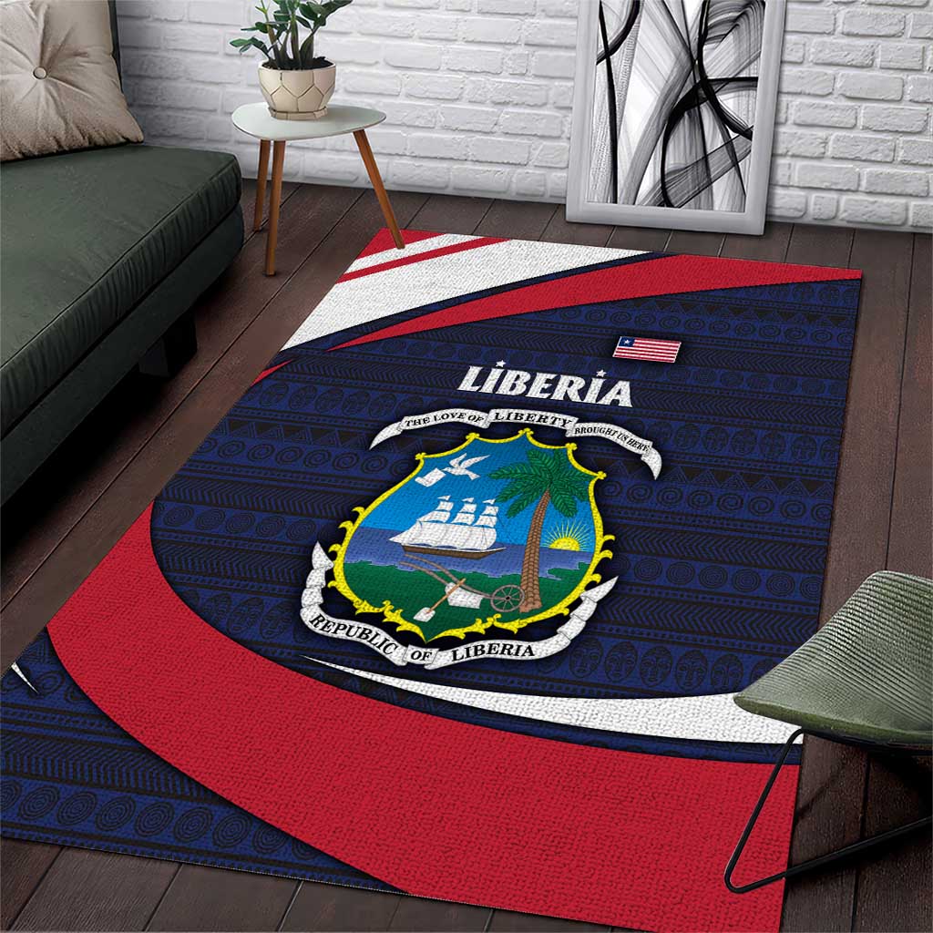Liberia National Emblem Area Rug with Tribal Pattern and Heritage Colors Design