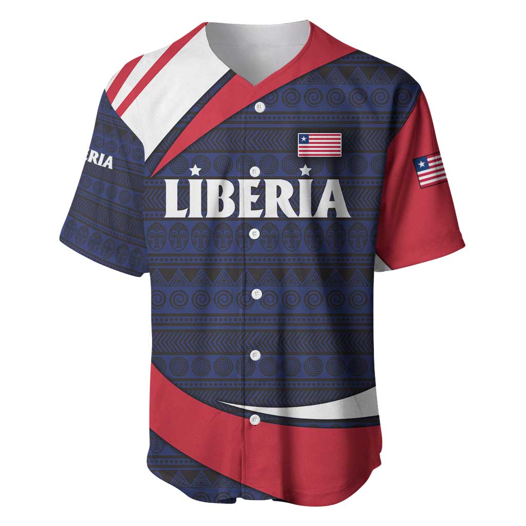 Liberia National Emblem Baseball Jersey with Tribal Pattern and Heritage Colors Design